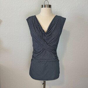 Vince Camuto S Stretch Knit Draped Front Ruched Sleeveless Blouse